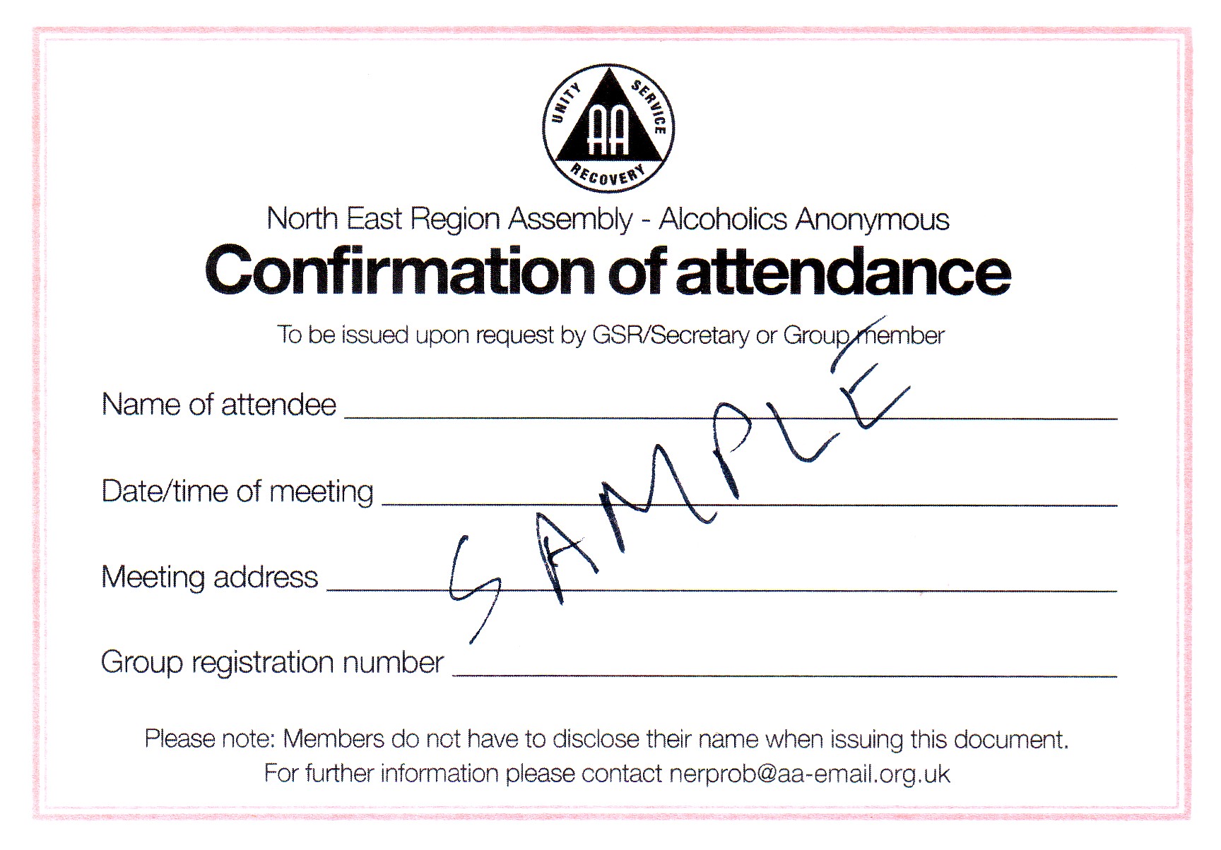 na meeting attendance sheet